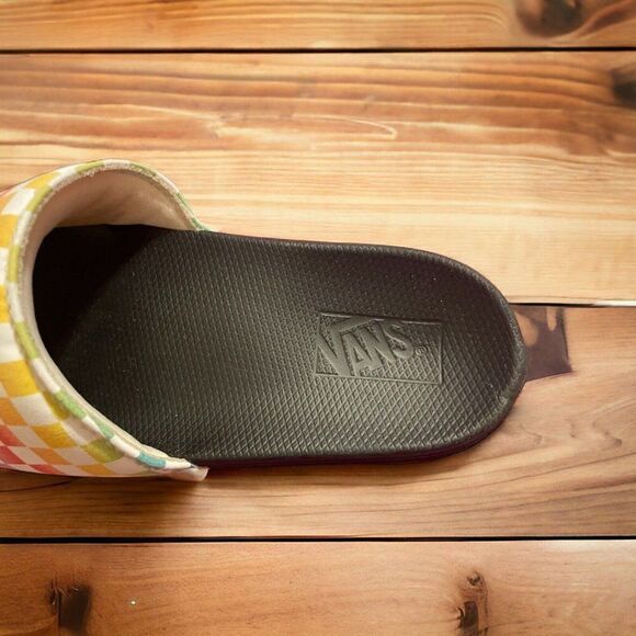 Vans Rainbow Check Multicolor Slip On Slide Sandals-Sz Missy 6 - Picture 4 of 7
